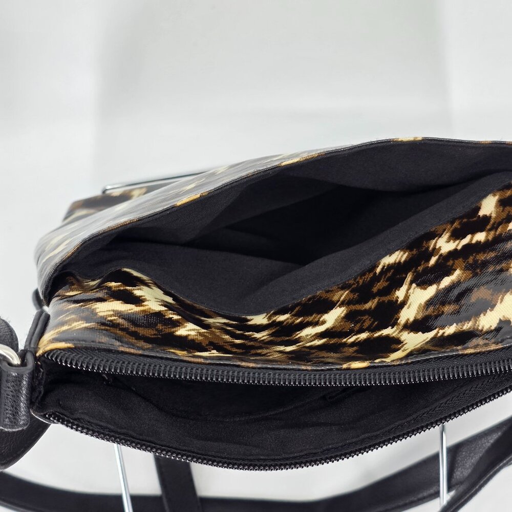 Style & Co Patent Leopard Print Double Zip Crossbody Messenger Bag - Picture 5 of 10